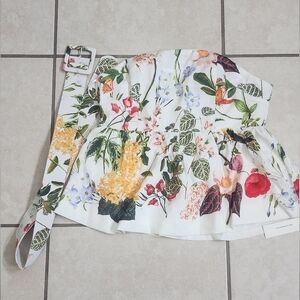 Commense Floral Strapless Top with Belt, Size XL.